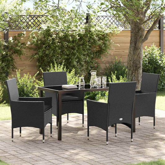 Garten Essgruppe mit Kissen 5 pcs Schwarz Poly Rattan