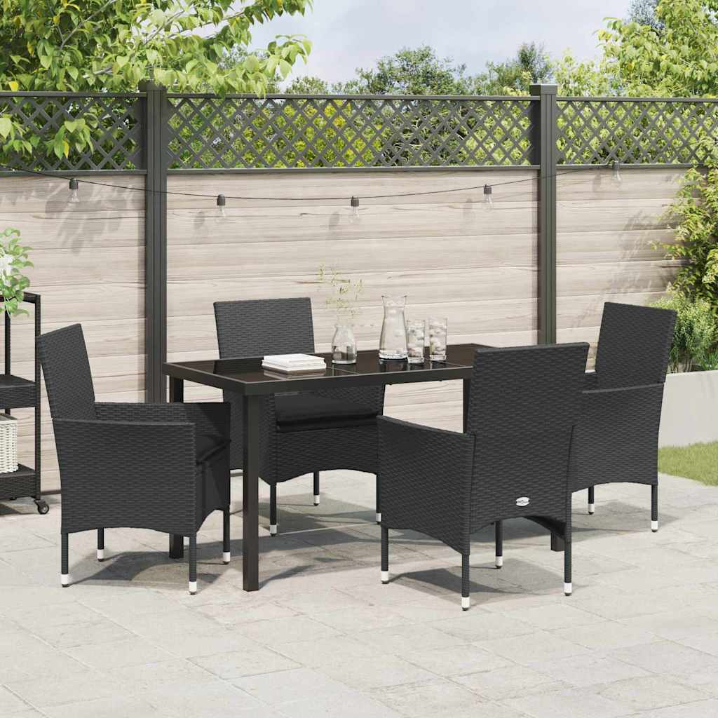 Garten Essgruppe mit Kissen 5 pcs Schwarz Poly Rattan