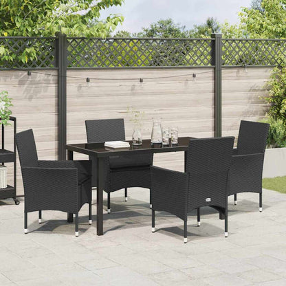 Garten Essgruppe mit Kissen 5 pcs Schwarz Poly Rattan