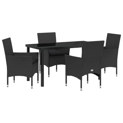 Garten Essgruppe mit Kissen 5 pcs Schwarz Poly Rattan