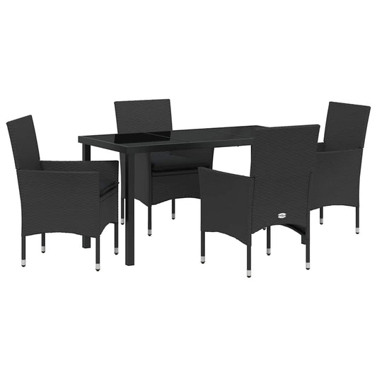 Garten Essgruppe mit Kissen 5 pcs Schwarz Poly Rattan
