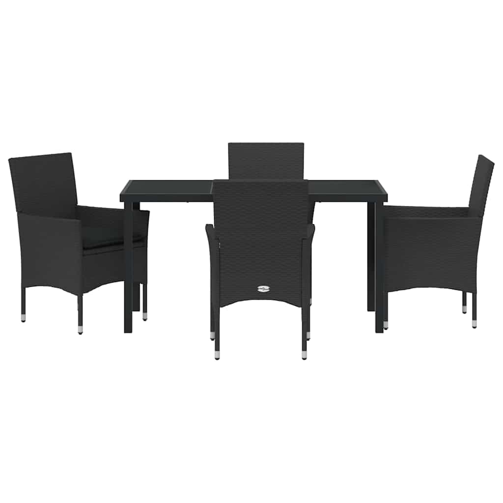 Garten Essgruppe mit Kissen 5 pcs Schwarz Poly Rattan
