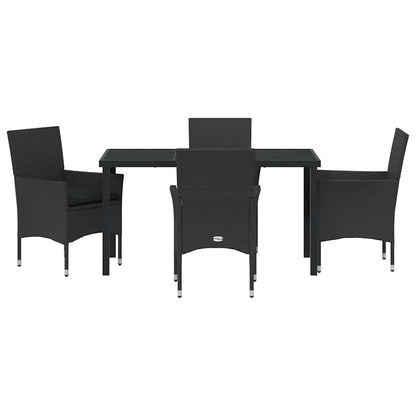 Garten Essgruppe mit Kissen 5 pcs Schwarz Poly Rattan