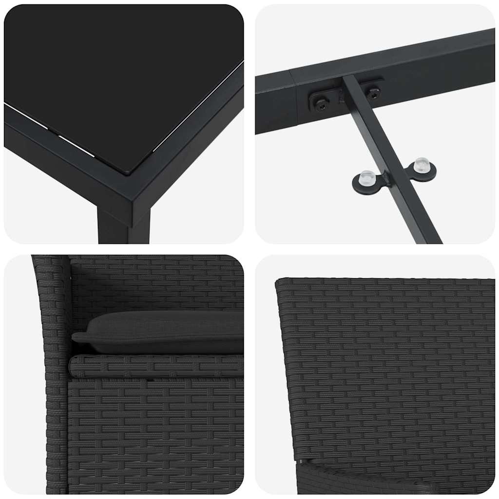 Garten Essgruppe mit Kissen 5 pcs Schwarz Poly Rattan