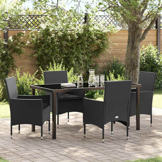 Garten Essgruppe mit Kissen 5 pcs Schwarz Poly Rattan