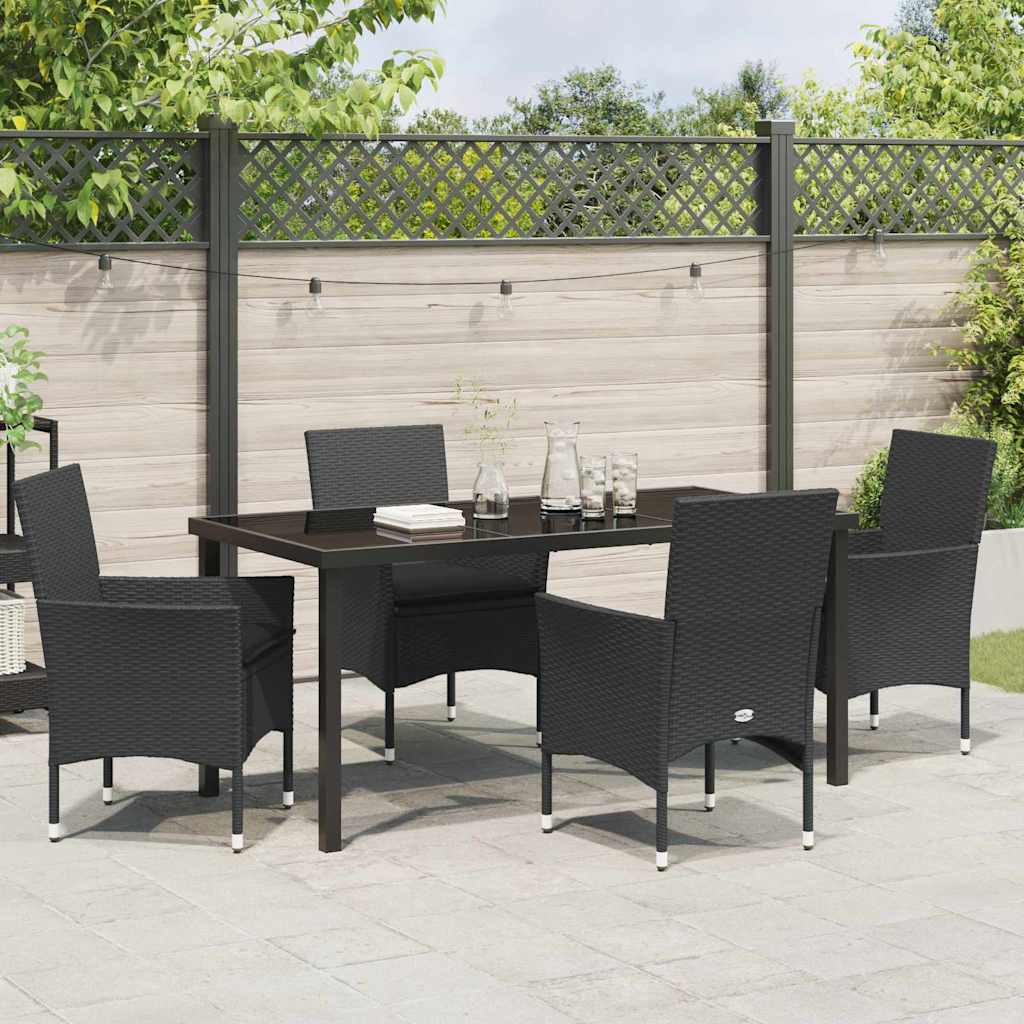 Garten Essgruppe mit Kissen 5 pcs Schwarz Poly Rattan