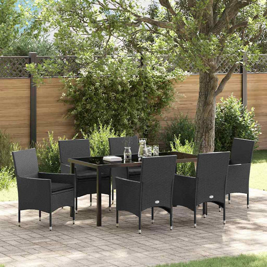 Garten Essgruppe mit Kissen 7 pcs Schwarz Poly Rattan
