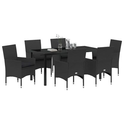 Garten Essgruppe mit Kissen 7 pcs Schwarz Poly Rattan