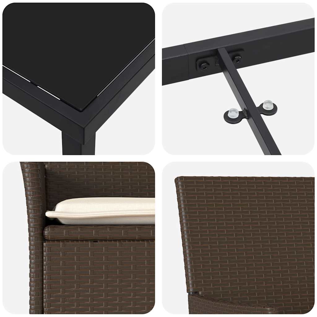 Garten Essgruppe mit Kissen 3 pcs Braun Poly Rattan