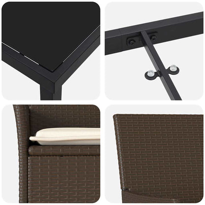 Garten Essgruppe mit Kissen 3 pcs Braun Poly Rattan