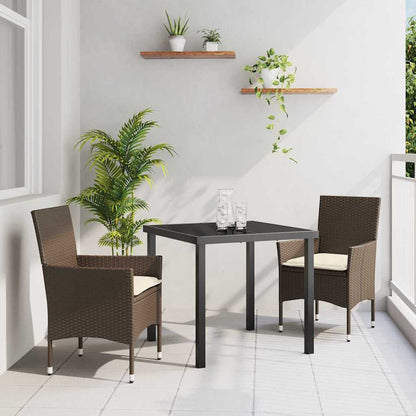 Garten Essgruppe mit Kissen 3 pcs Braun Poly Rattan