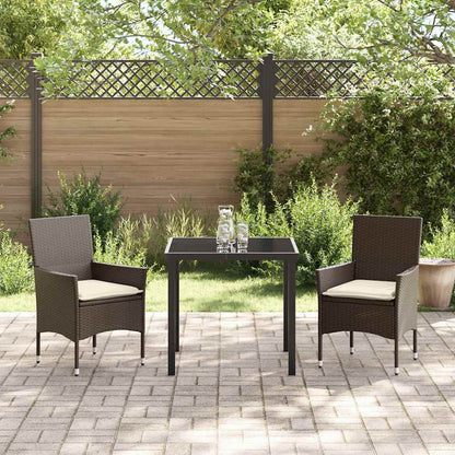 Garten Essgruppe mit Kissen 3 pcs Braun Poly Rattan