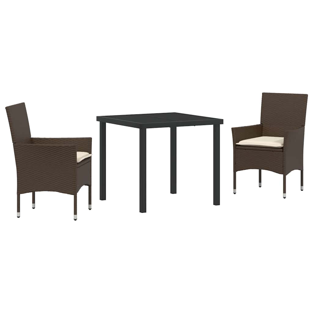 Garten Essgruppe mit Kissen 3 pcs Braun Poly Rattan