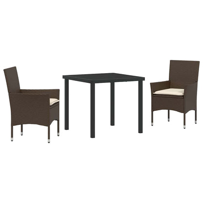 Garten Essgruppe mit Kissen 3 pcs Braun Poly Rattan