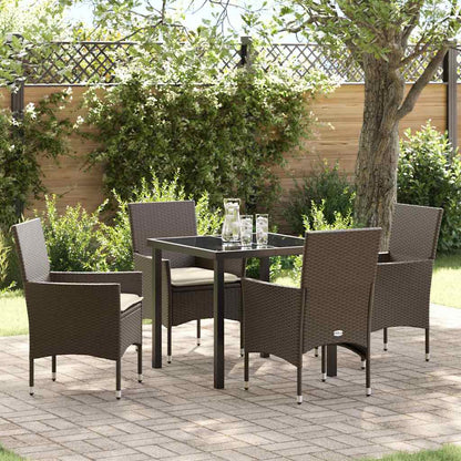 Garten Essgruppe mit Kissen 5 pcs Braun Poly Rattan
