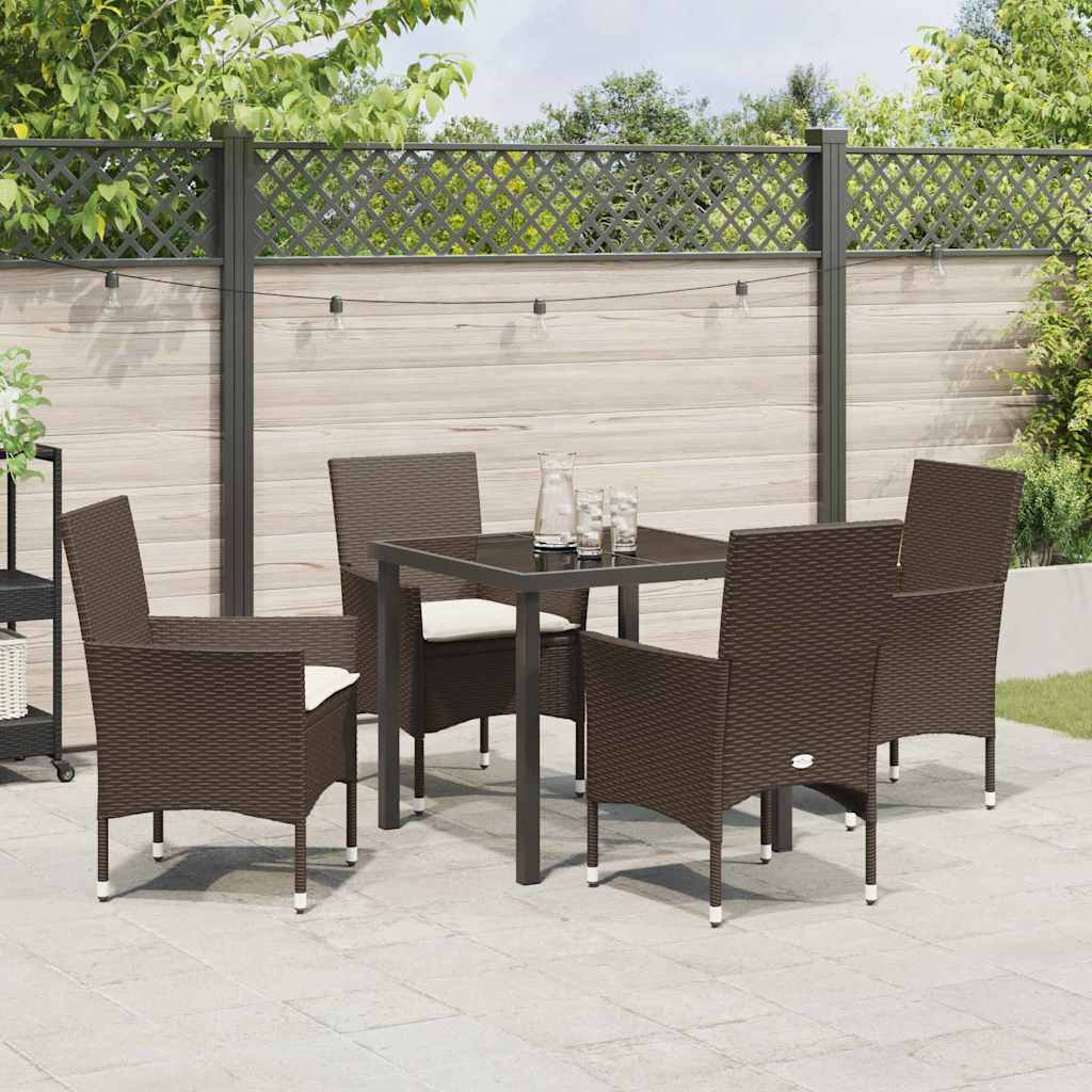 Garten Essgruppe mit Kissen 5 pcs Braun Poly Rattan