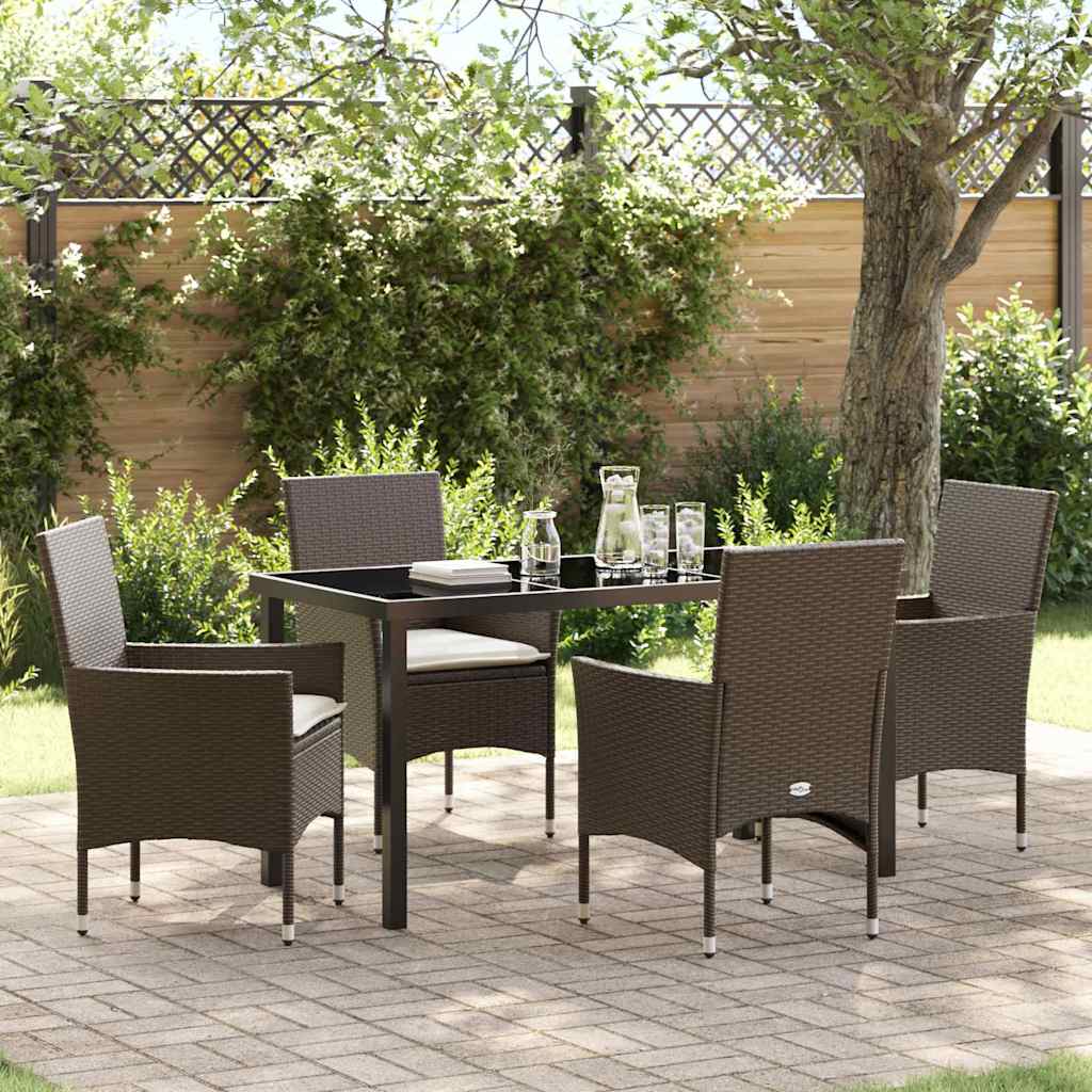 Garten Essgruppe mit Kissen 5 pcs Braun Poly Rattan