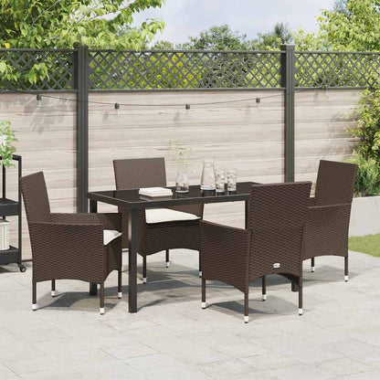 Garten Essgruppe mit Kissen 5 pcs Braun Poly Rattan