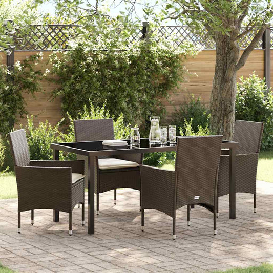 Garten Essgruppe mit Kissen 5 pcs Braun Poly Rattan