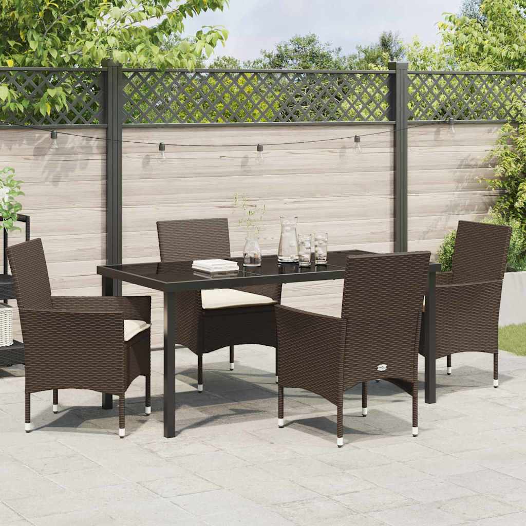 Garten Essgruppe mit Kissen 5 pcs Braun Poly Rattan