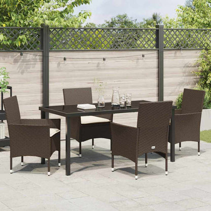 Garten Essgruppe mit Kissen 5 pcs Braun Poly Rattan