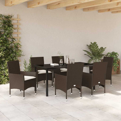 Garten Essgruppe mit Kissen 7 pcs Braun Poly Rattan