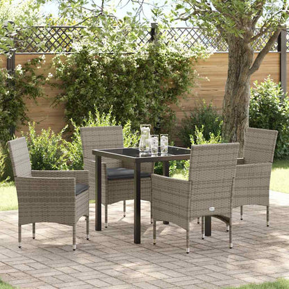 Garten Essgruppe mit Kissen 5 pcs Grau Poly Rattan