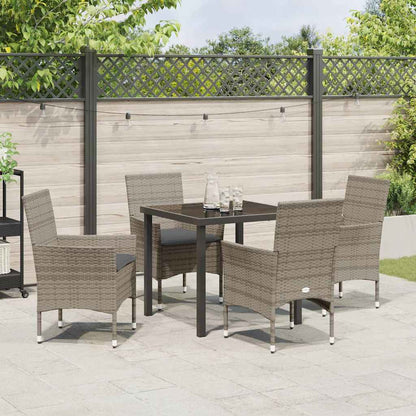 Garten Essgruppe mit Kissen 5 pcs Grau Poly Rattan