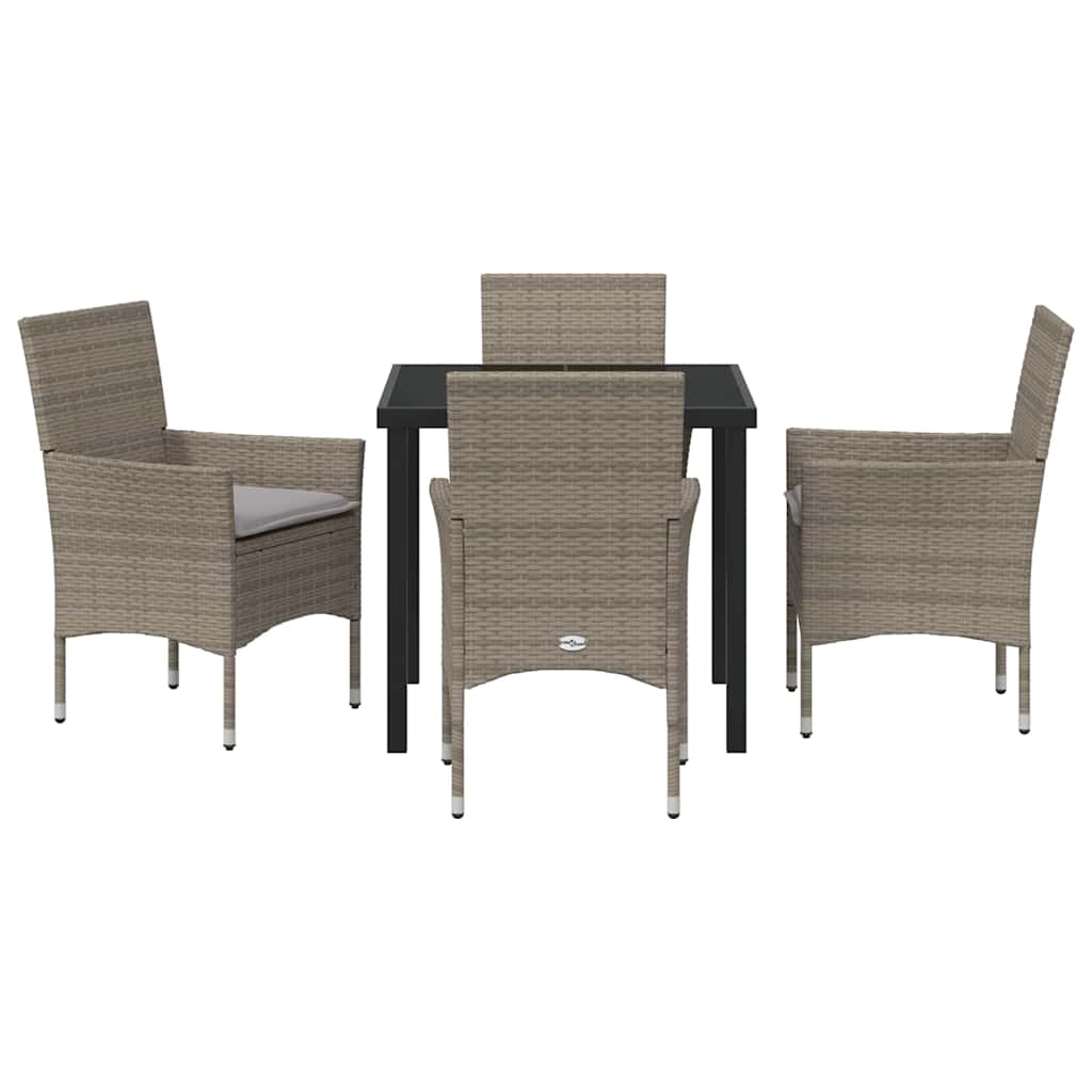Garten Essgruppe mit Kissen 5 pcs Grau Poly Rattan