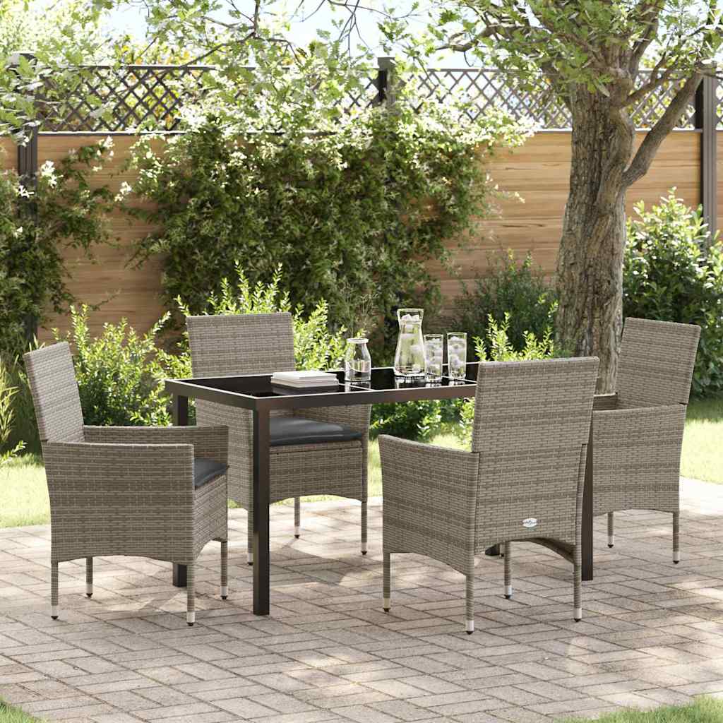 Garten Essgruppe mit Kissen 5 pcs Grau Poly Rattan