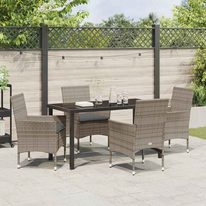 Garten Essgruppe mit Kissen 5 pcs Grau Poly Rattan