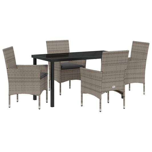 Garten Essgruppe mit Kissen 5 pcs Grau Poly Rattan