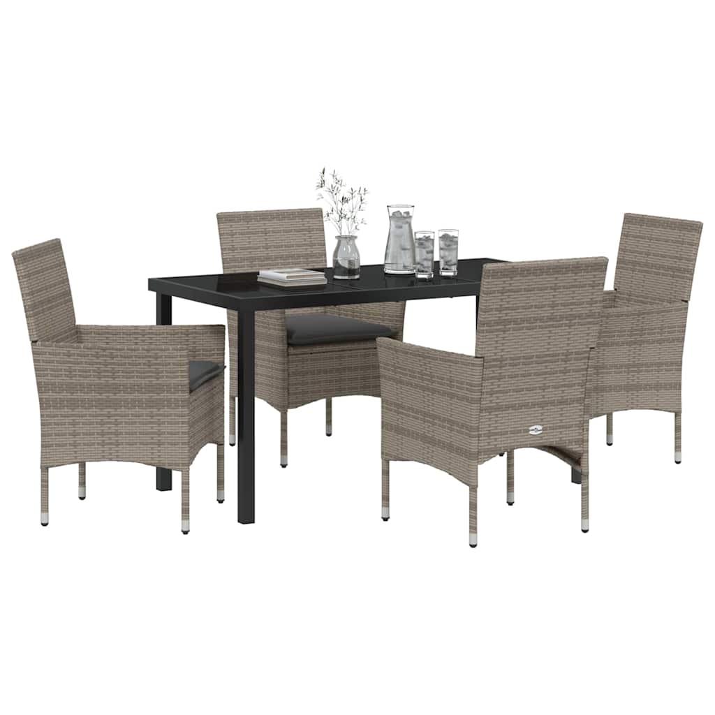 Garten Essgruppe mit Kissen 5 pcs Grau Poly Rattan