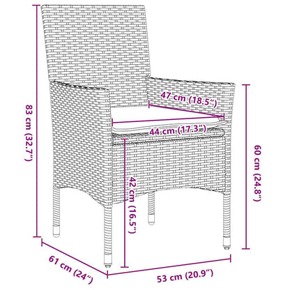 Garten Essgruppe mit Kissen 5 pcs Grau Poly Rattan