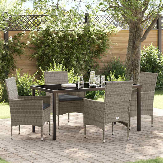 Garten Essgruppe mit Kissen 5 pcs Grau Poly Rattan
