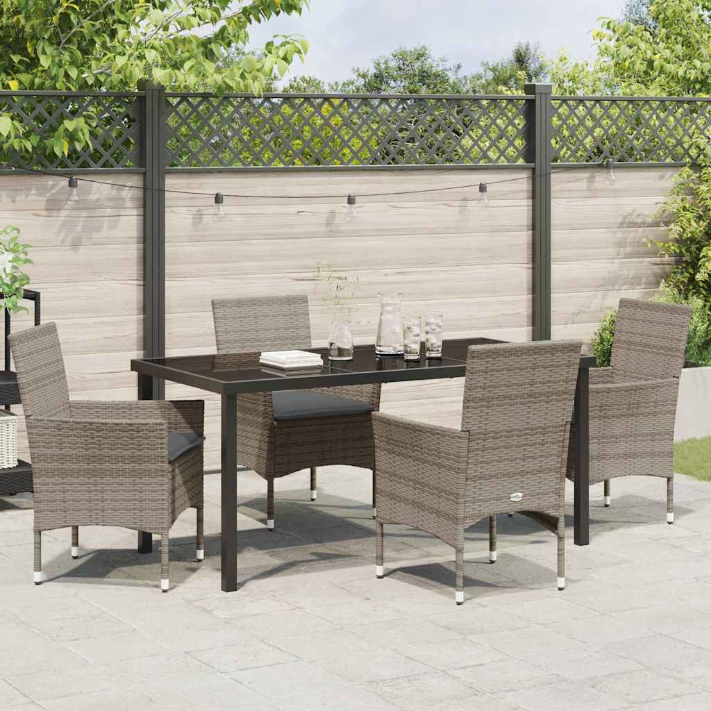 Garten Essgruppe mit Kissen 5 pcs Grau Poly Rattan