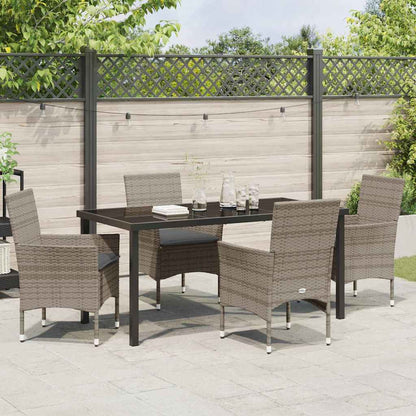 Garten Essgruppe mit Kissen 5 pcs Grau Poly Rattan