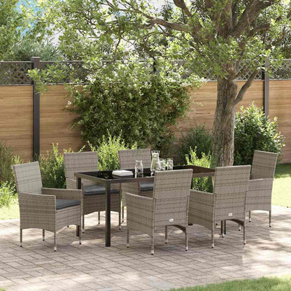 Garten Essgruppe mit Kissen 7 pcs Grau Poly Rattan