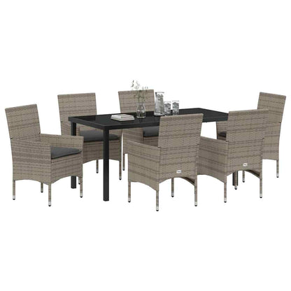 Garten Essgruppe mit Kissen 7 pcs Grau Poly Rattan