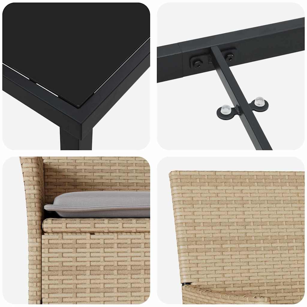 Garten Essgruppe mit Kissen 3 pcs Beige Poly Rattan