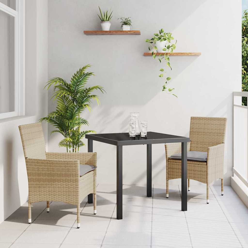 Garten Essgruppe mit Kissen 3 pcs Beige Poly Rattan