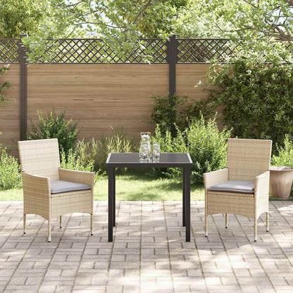 Garten Essgruppe mit Kissen 3 pcs Beige Poly Rattan