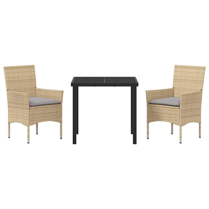 Garten Essgruppe mit Kissen 3 pcs Beige Poly Rattan