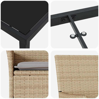 Garten Essgruppe mit Kissen 5 pcs Beige Poly Rattan