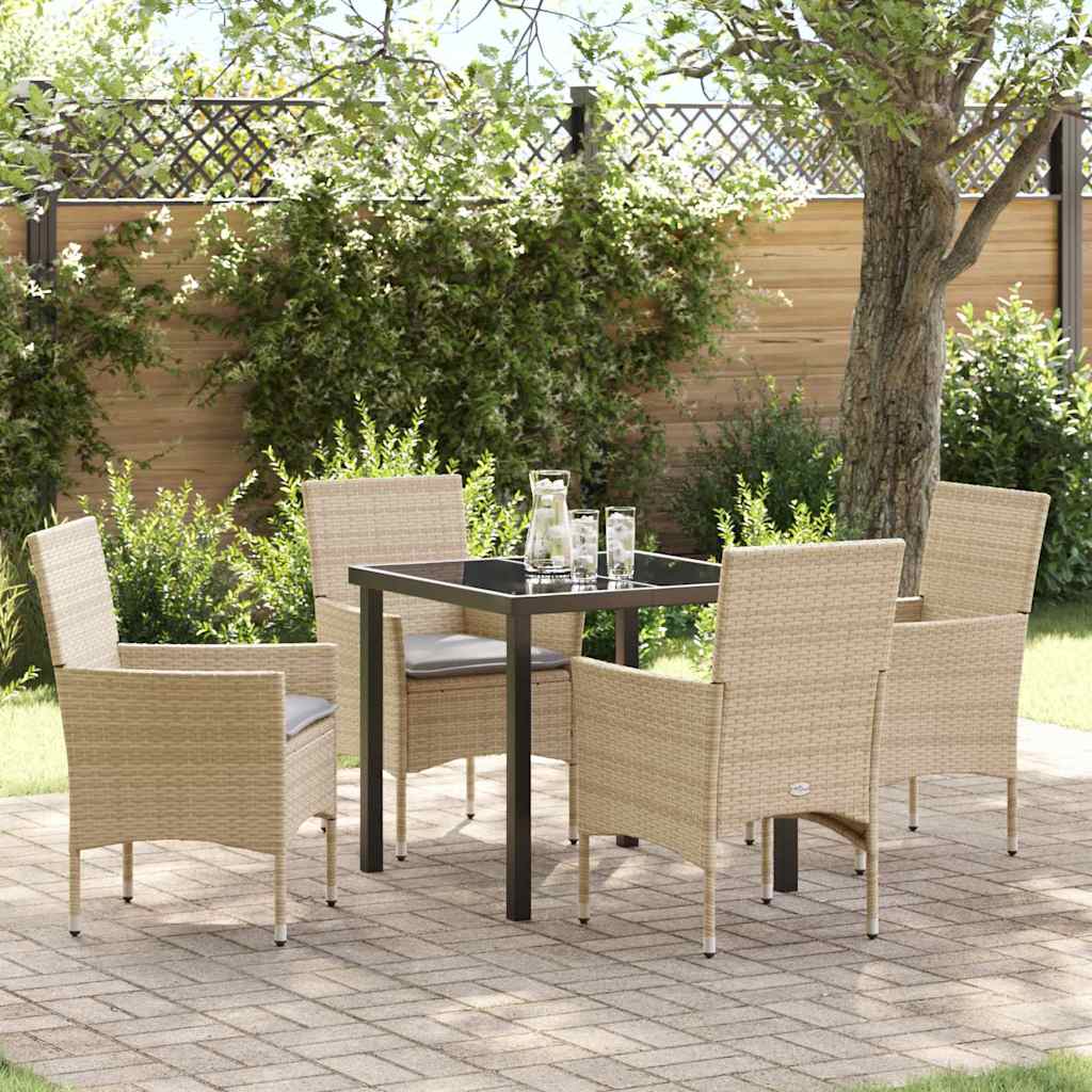 Garten Essgruppe mit Kissen 5 pcs Beige Poly Rattan
