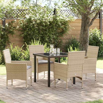 Garten Essgruppe mit Kissen 5 pcs Beige Poly Rattan