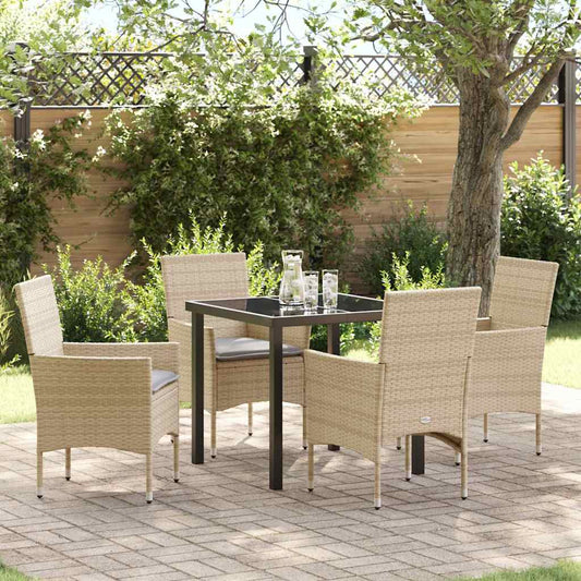 Garten Essgruppe mit Kissen 5 pcs Beige Poly Rattan