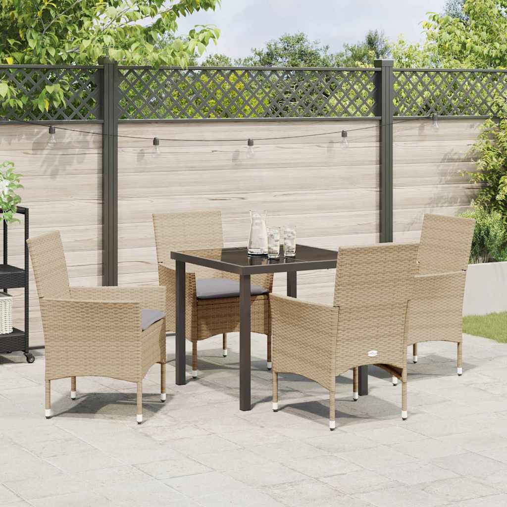 Garten Essgruppe mit Kissen 5 pcs Beige Poly Rattan