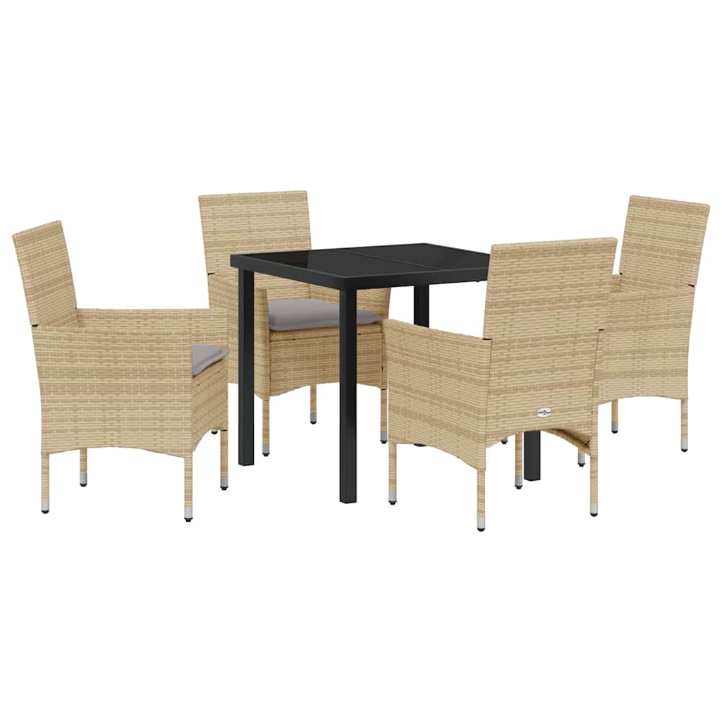 Garten Essgruppe mit Kissen 5 pcs Beige Poly Rattan