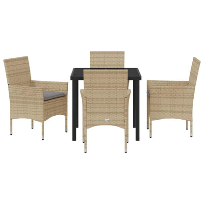 Garten Essgruppe mit Kissen 5 pcs Beige Poly Rattan